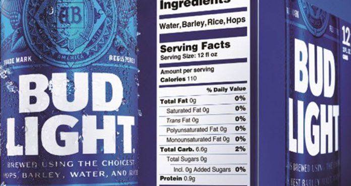 alcohols Nutritional Labels